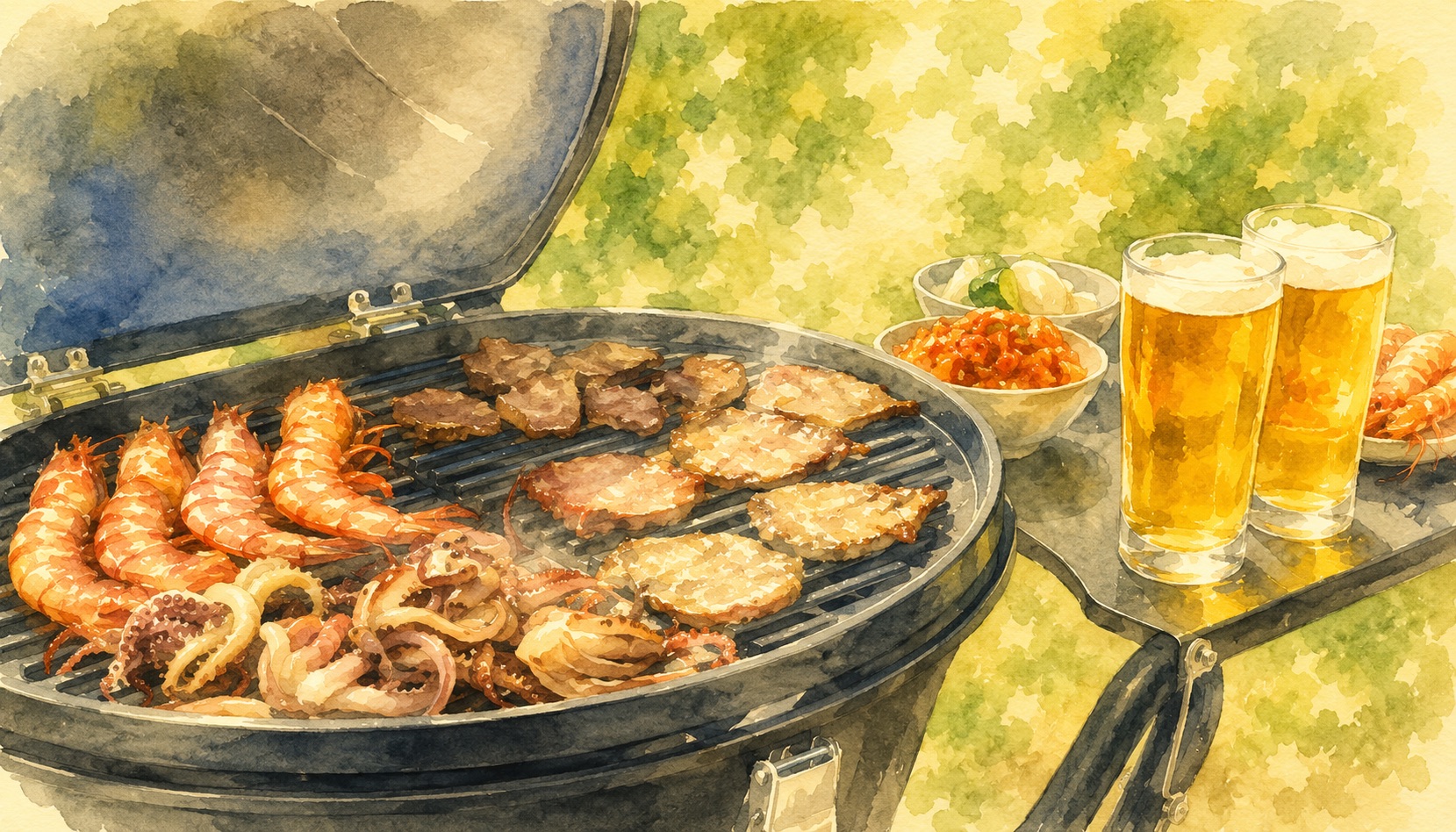 屋根付きデッキでのBBQ